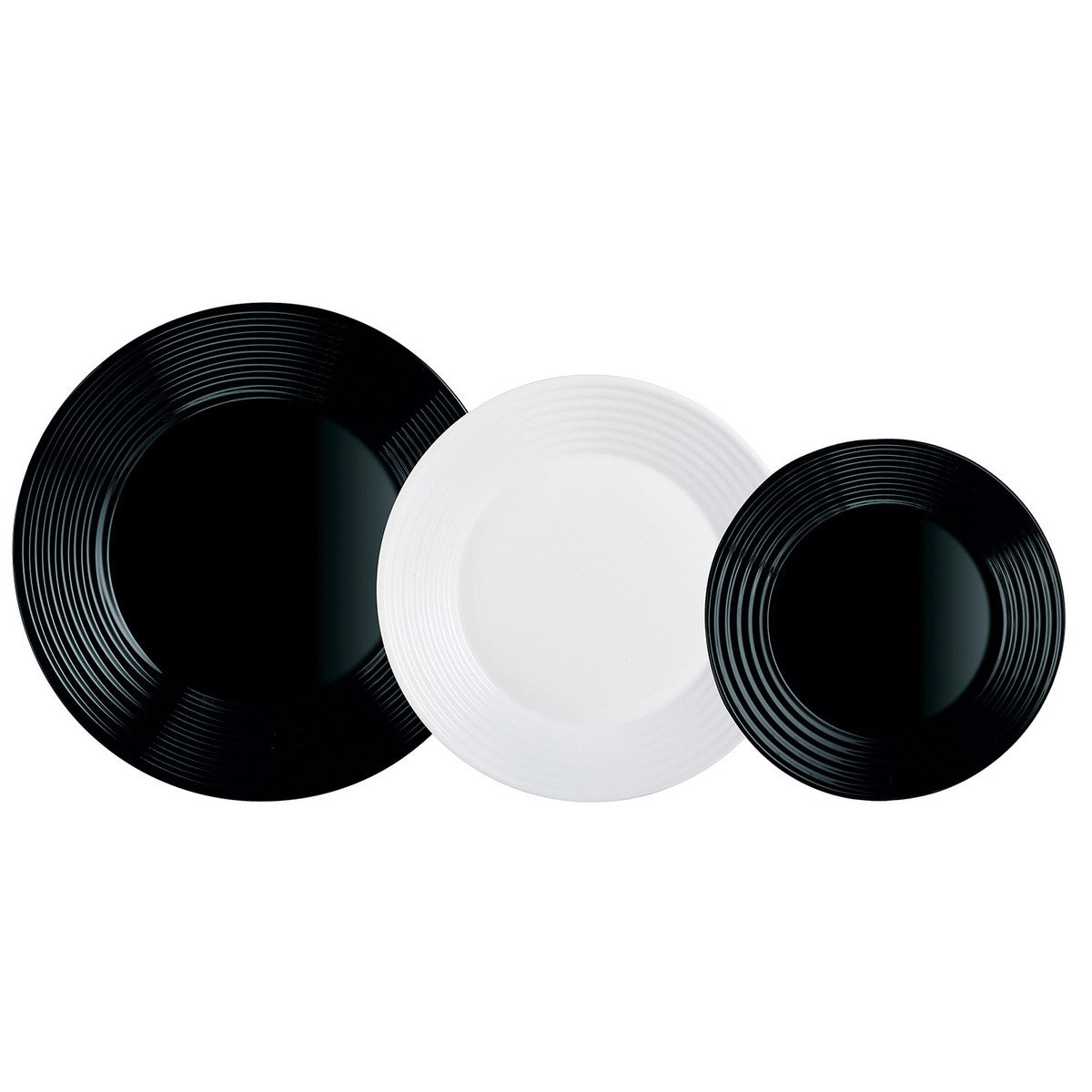 Servizio di Piatti Luminarc 1900 Vetro Bianco e nero (18 Pezzi)
