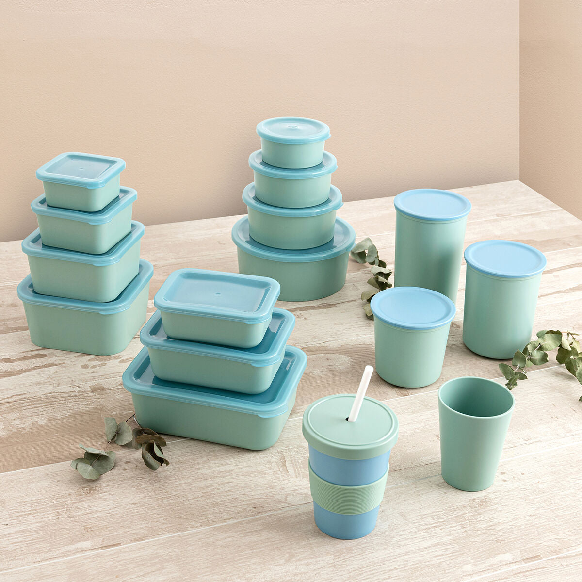 Bicchiere con Tappo Quid Inspira Bere cannuccia 480 ml Azzurro Plastica