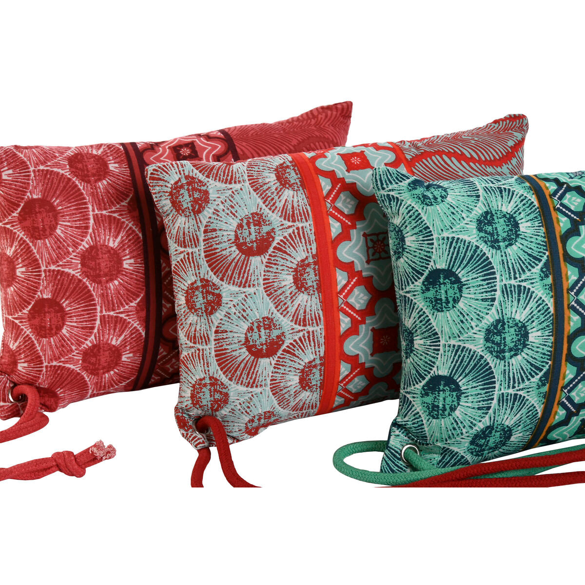 Cuscino Home ESPRIT Rosso Verde Corallo 30 x 10 x 20 cm (3 Unità)
