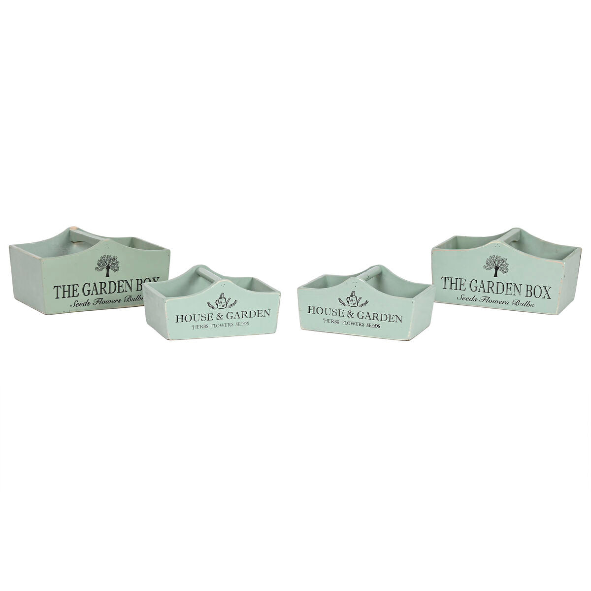 Scatole per conservare Home ESPRIT The Garden Box Verde Legno di abete 35 x 22 x 18 cm 4 Pezzi