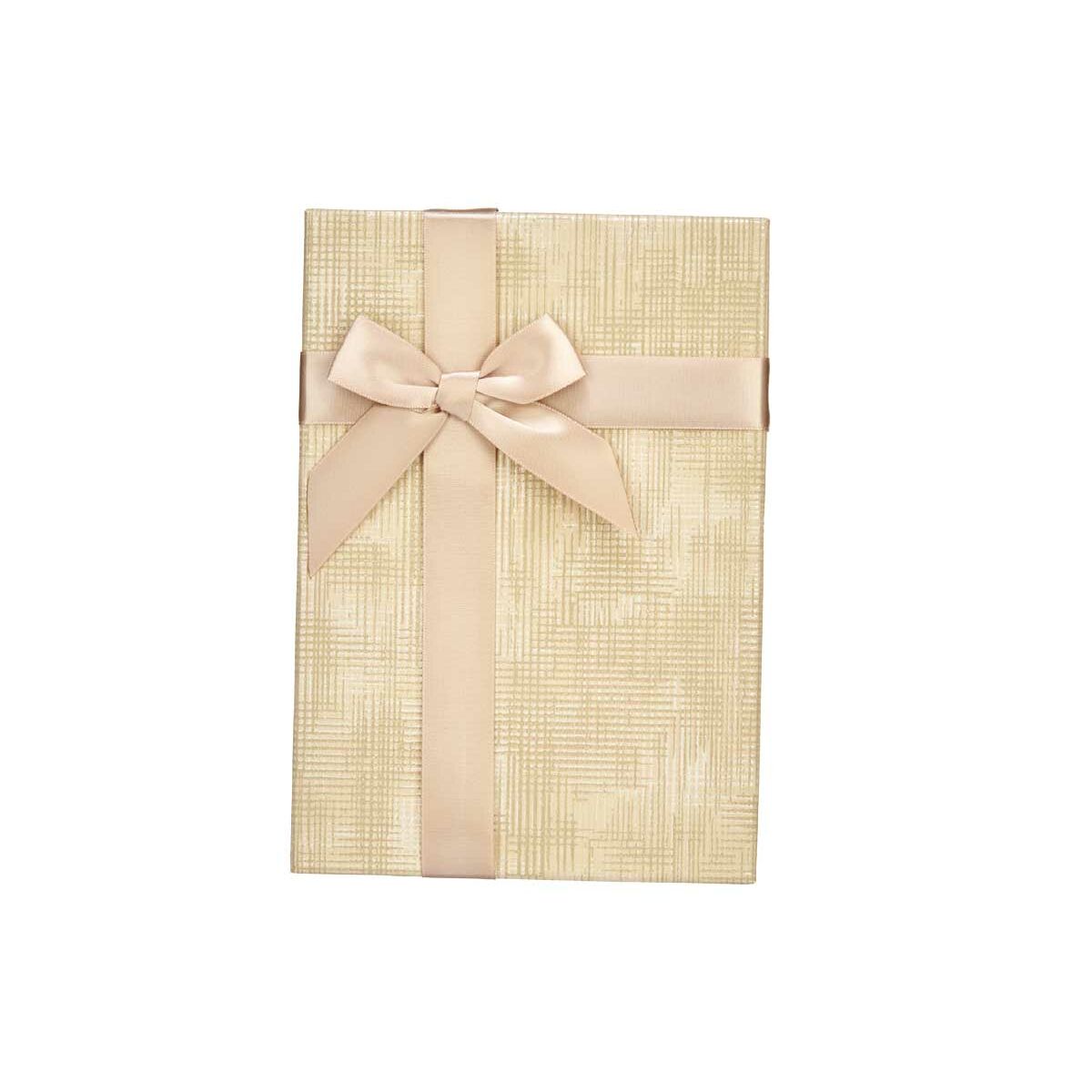 Set di Scatole Decorative Beige Cartone Righe Fiocco 3 Pezzi