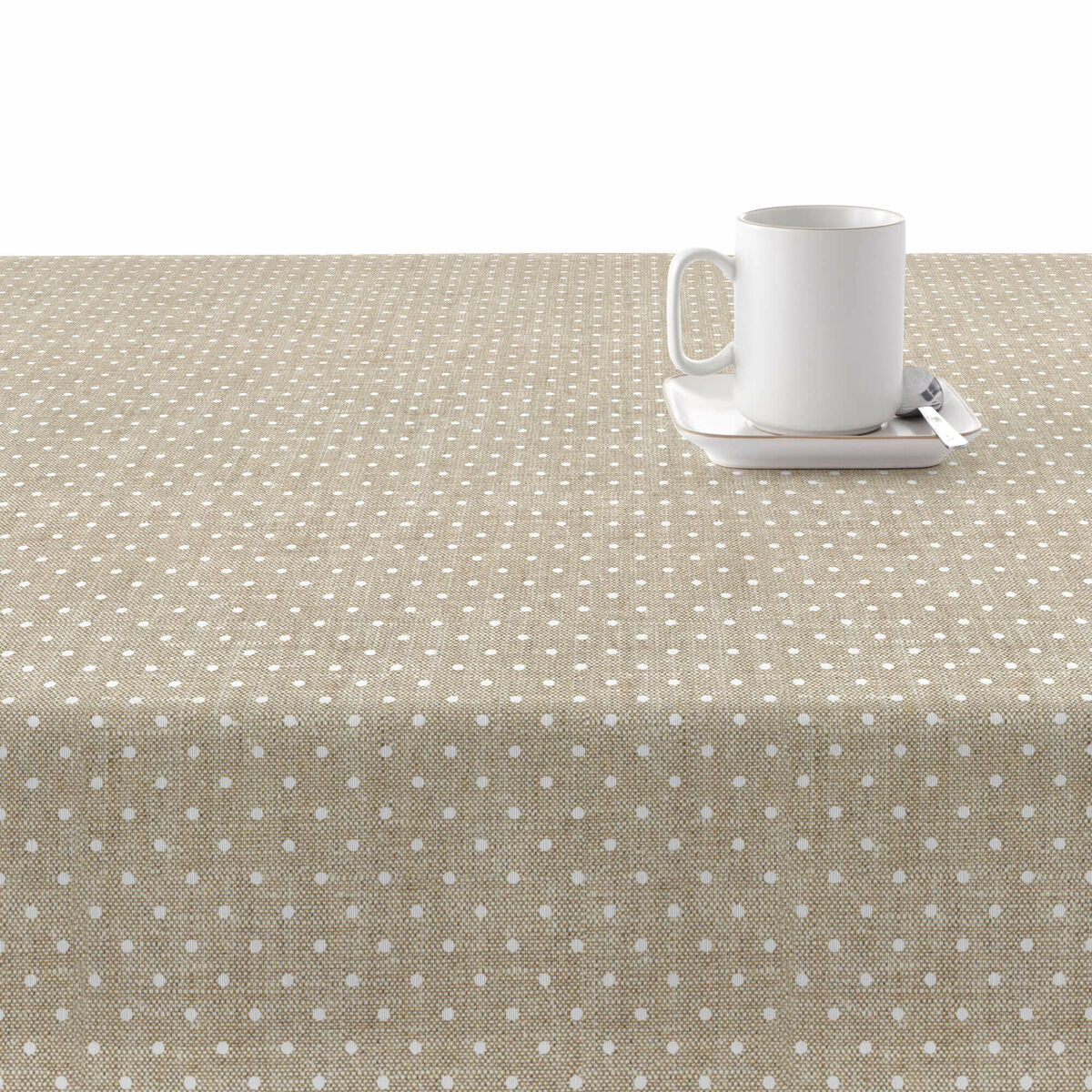 Tovaglia in resina antimacchia Belum Plumeti Bianco 140 x 140 cm