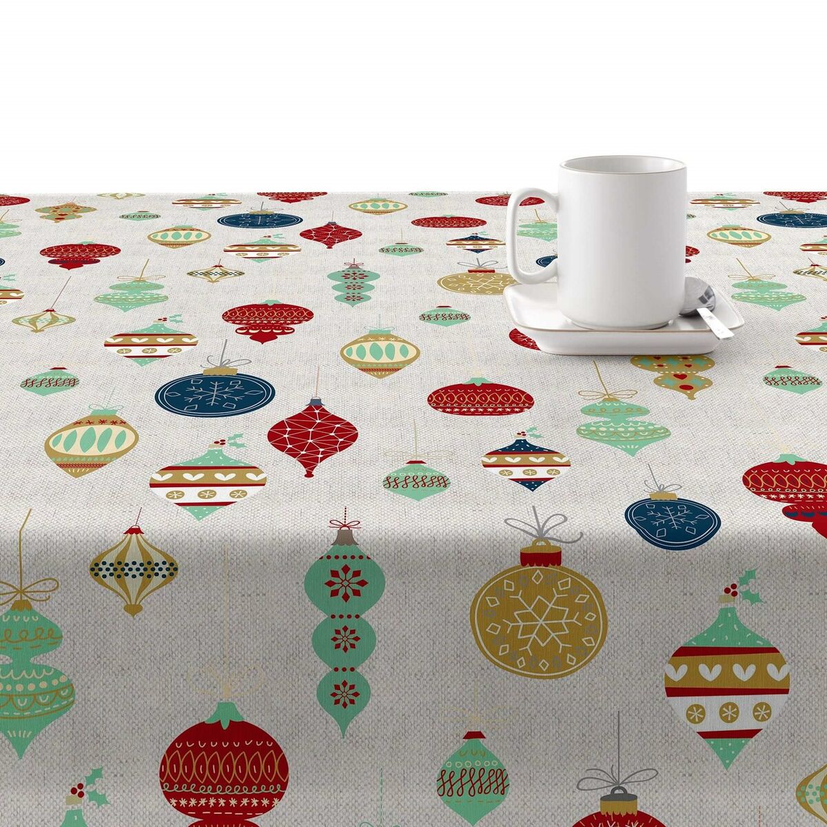 Tovaglia in resina antimacchia Mauré Merry Christmas 140 x 140 cm