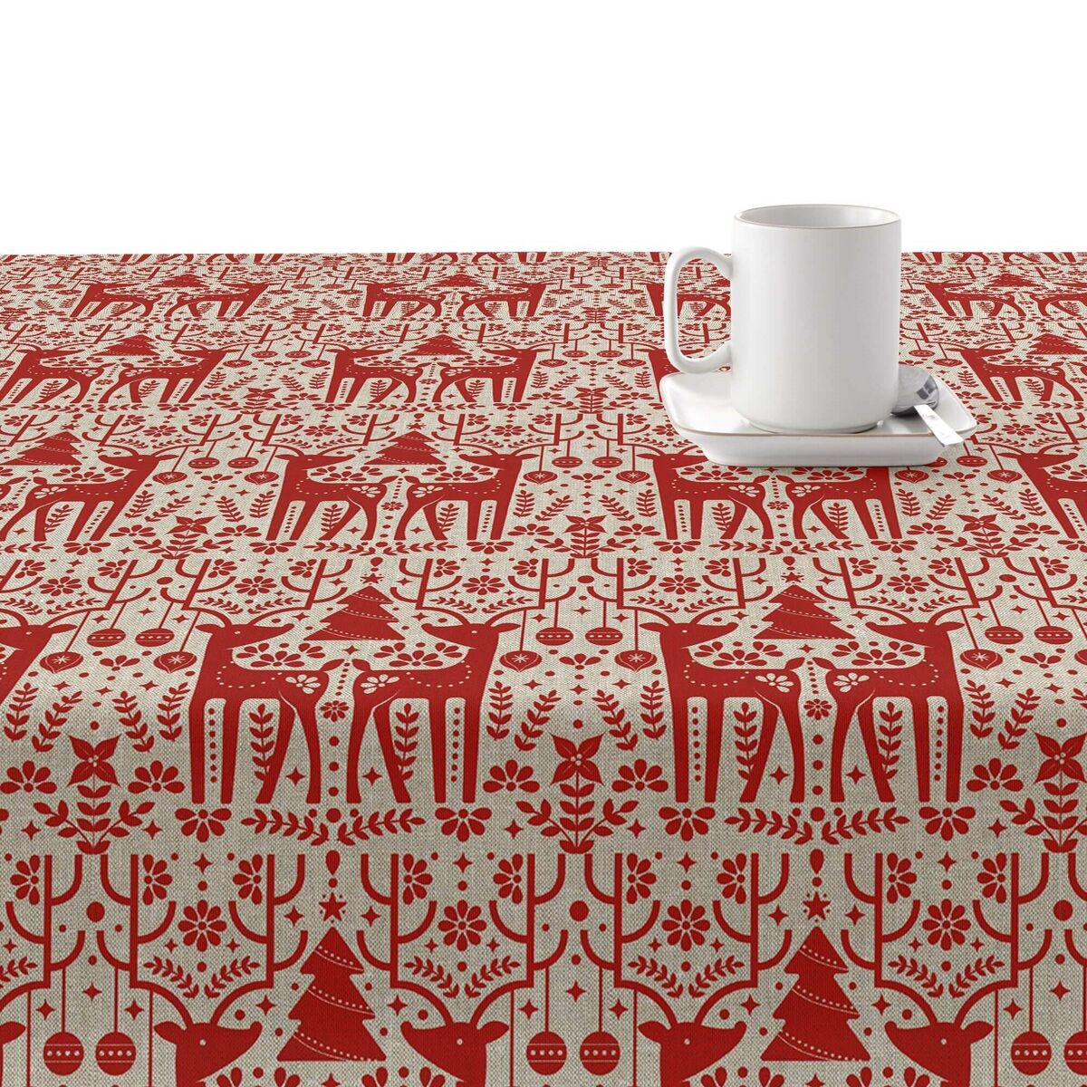 Tovaglia in resina antimacchia Mauré Merry Christmas 250 x 140 cm