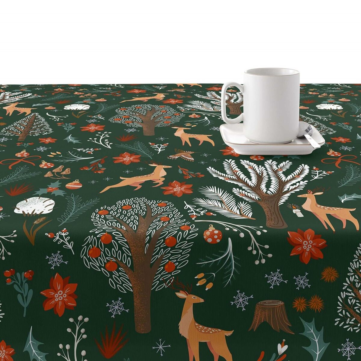 Tovaglia in resina antimacchia Mauré Merry Christmas 100 x 140 cm