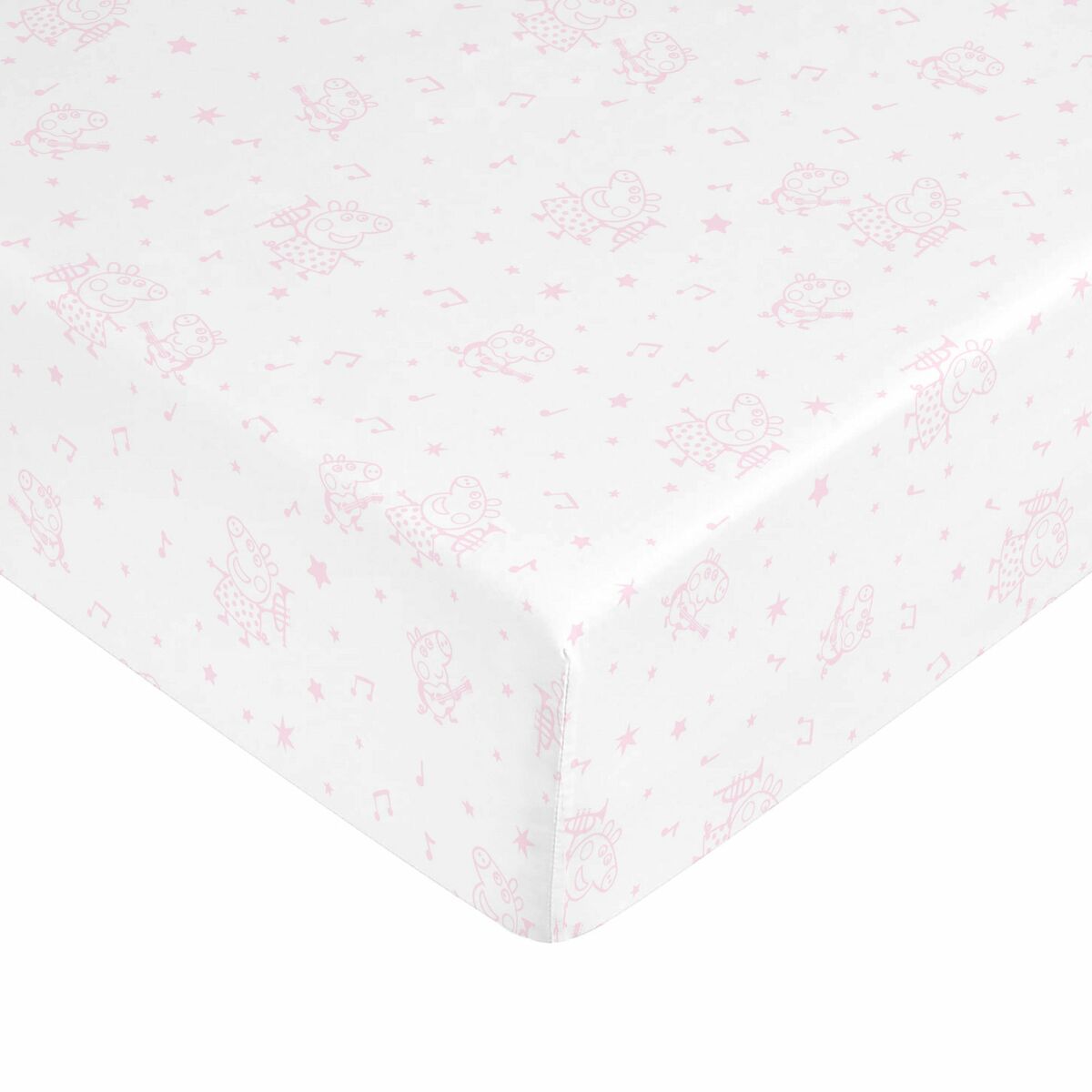 Lenzuolo con angoli aderenti Peppa Pig Bianco Rosa 60 x 120 cm