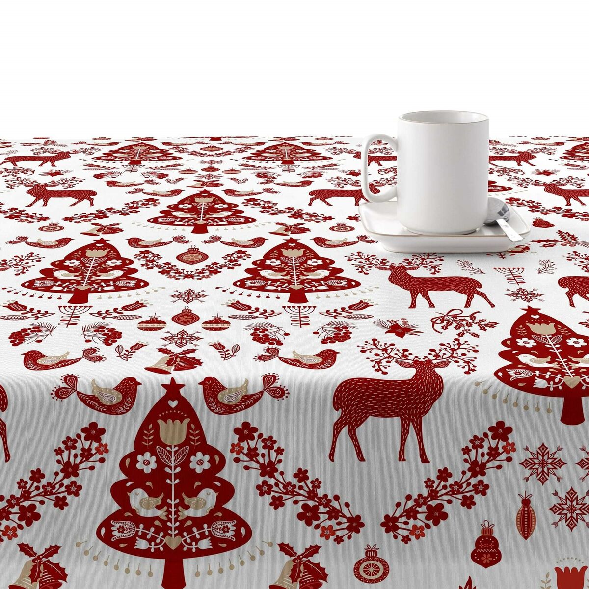 Tovaglia in resina antimacchia Mauré Merry Christmas 140 x 140 cm