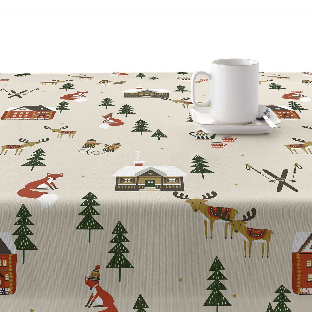 Tovaglia in resina antimacchia Mauré Merry Christmas 200 x 140 cm