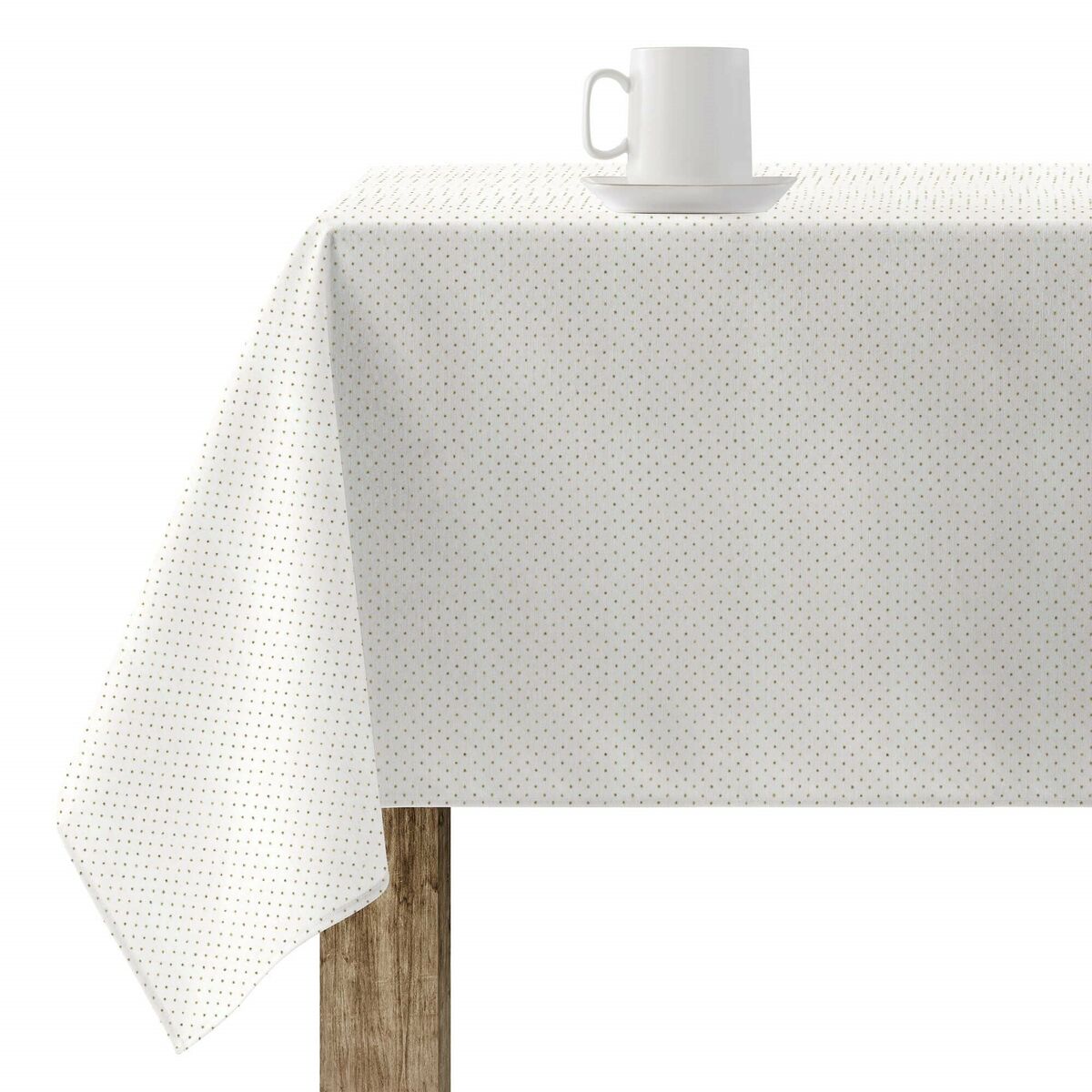 Tovaglia in resina antimacchia Mauré Dots Gold 140 x 140 cm
