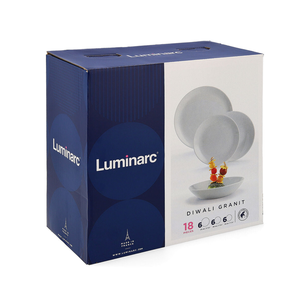 Set di Stoviglie Luminarc Diwali Granit Grigio 18 Pezzi Vetro temperato