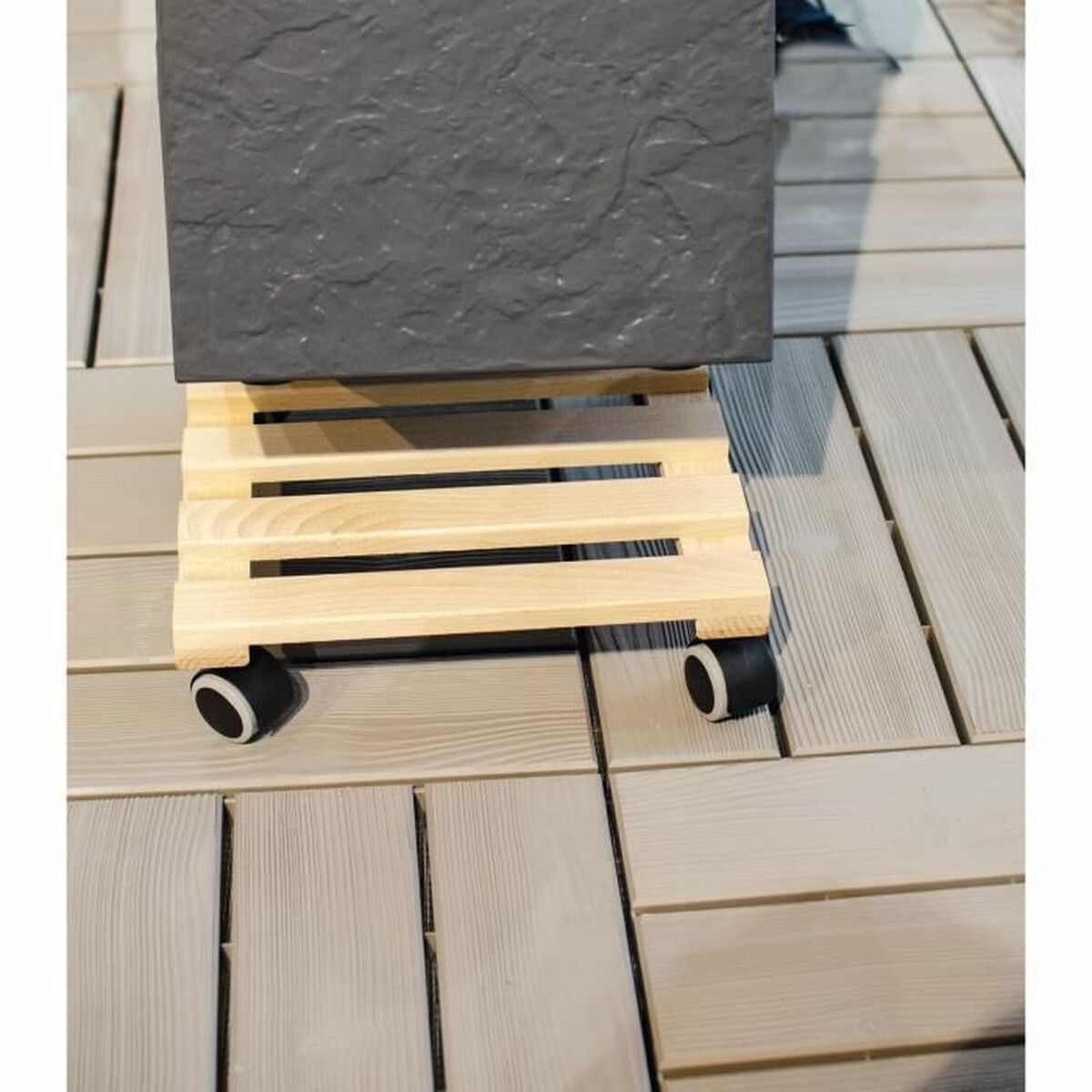Supporto con Ruote per Vasi EDA Legno 29 x 29 x 8 cm