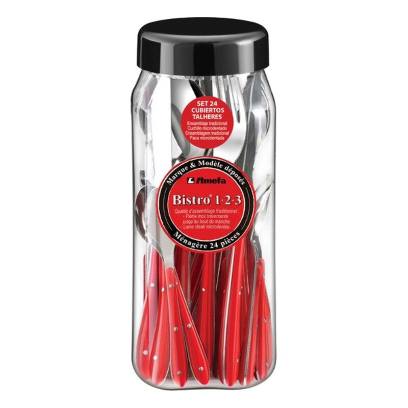 Servizio di Posate Amefa Bistro 1-2-3 (24 pcs) Nero Acciaio inossidabile