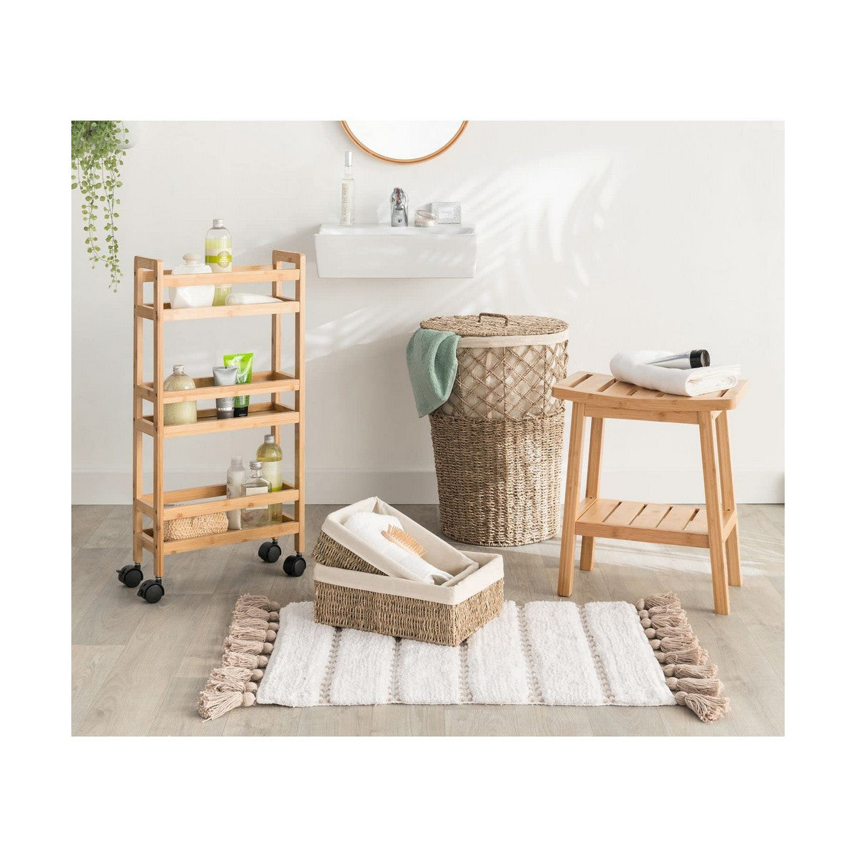 Tappeto da bagno 5five Pom pom Marrone Cotone (50 x 75 cm)