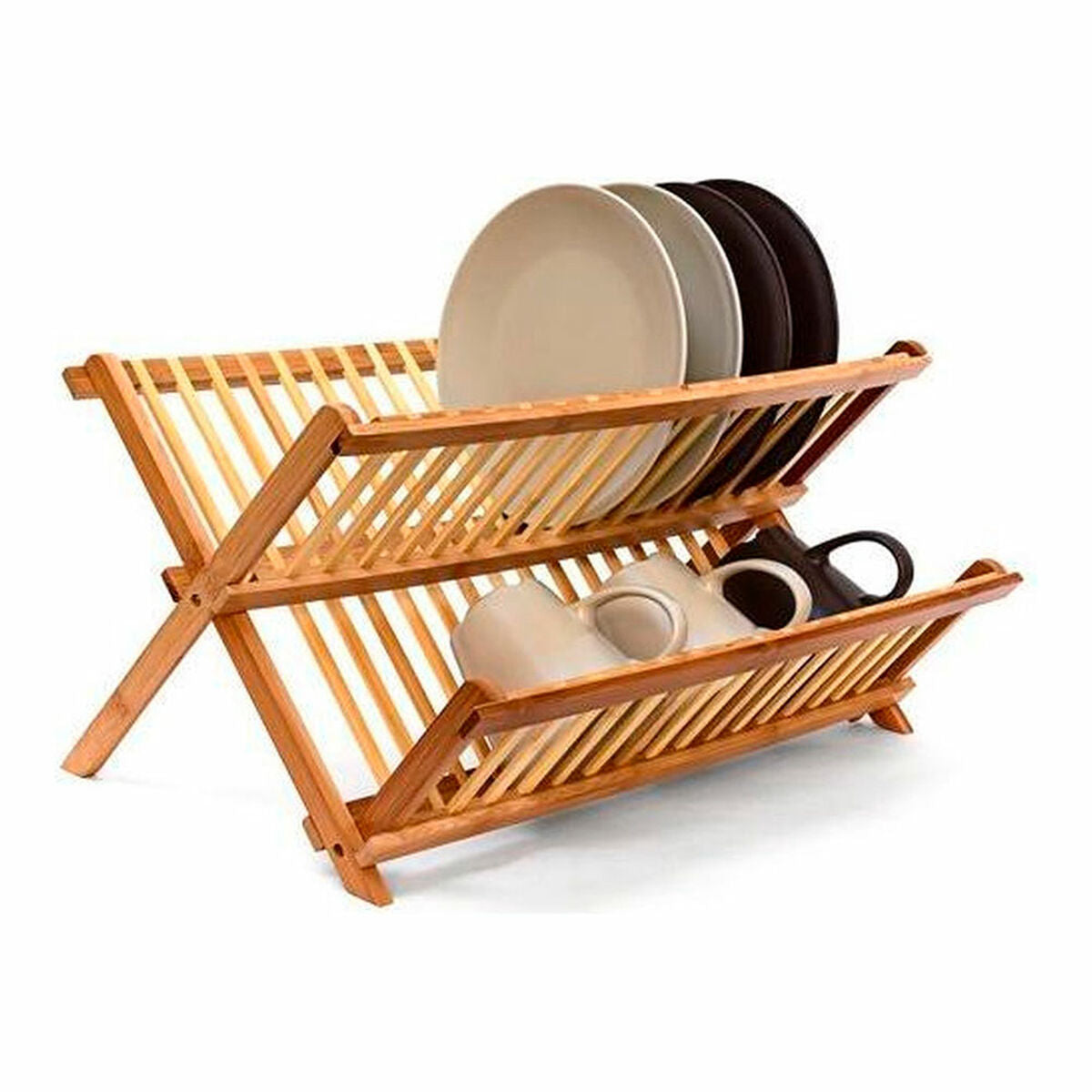 Scolapiatti da Lavandino 5five Pieghevole Naturale Bambù (42 x 33,5 x 25,5 cm)