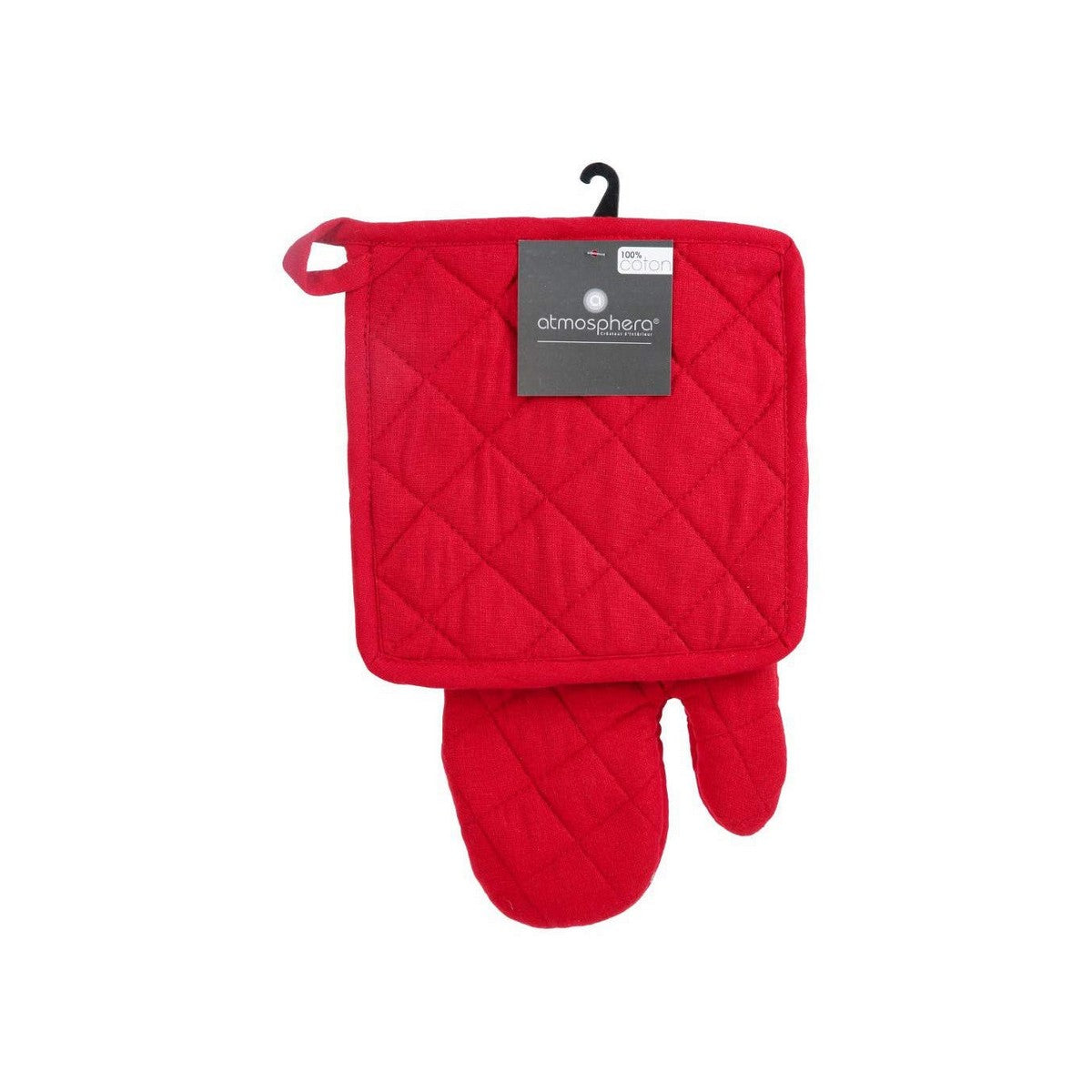 Set guanto da forno e presina Atmosphera Rosso Cotone