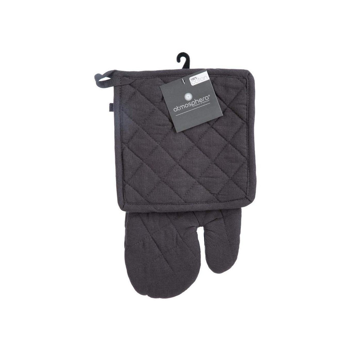 Set guanto da forno e presina Atmosphera Cotone Grigio scuro