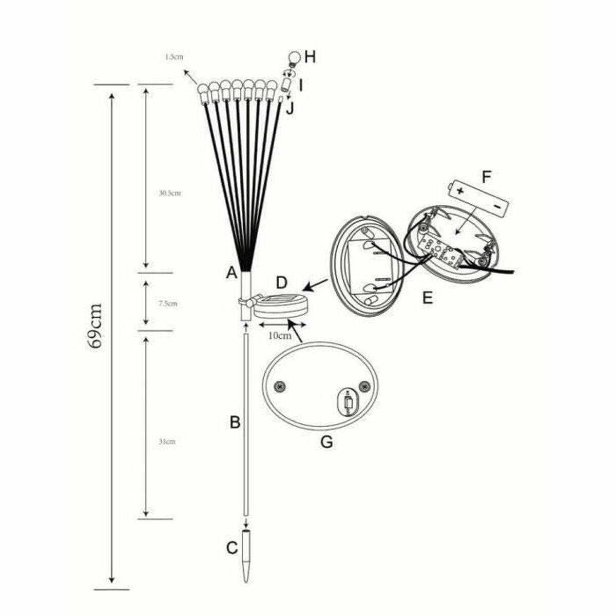 Picchetto solare da giardino Galix G4435