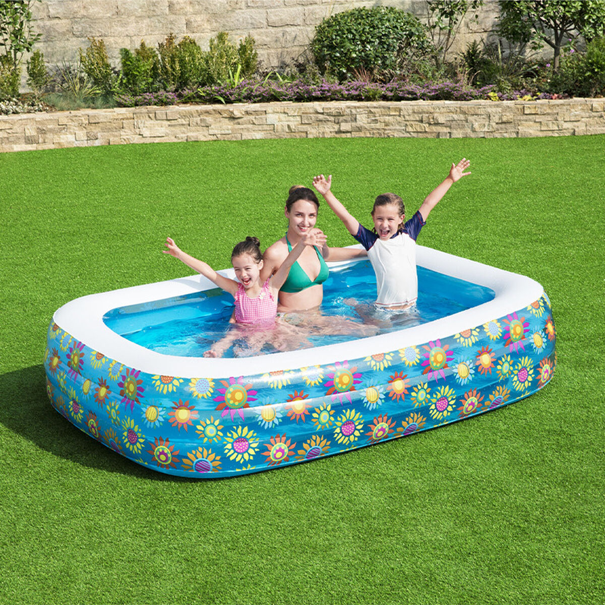 Piscina Gonfiabile per Bambini Bestway Floreale 229 x 152 x 56 cm Azzurro