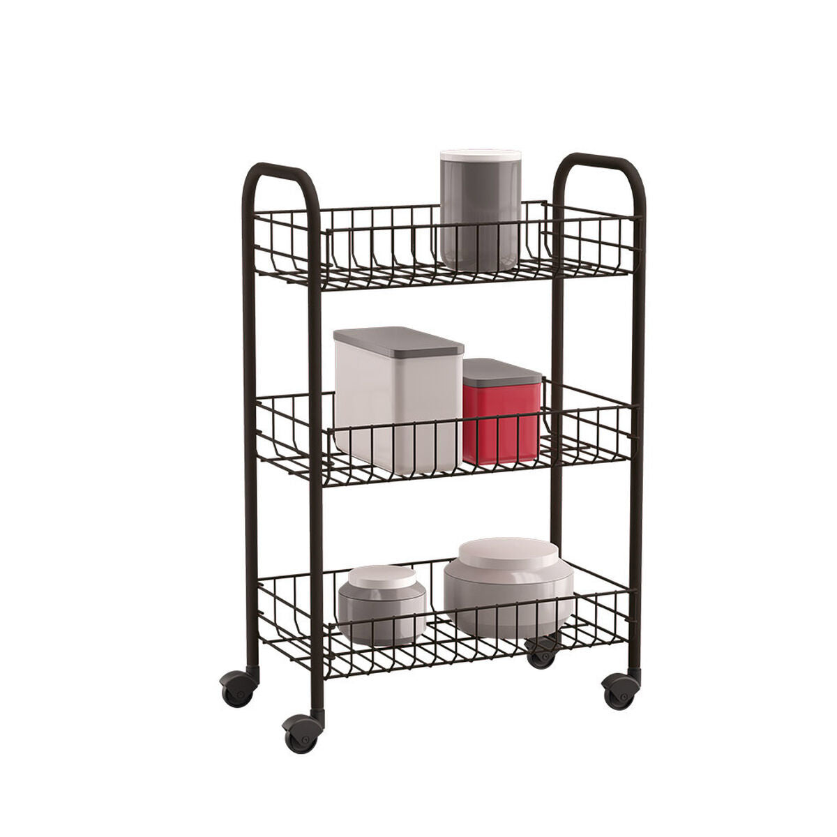 Carrello da Cucina Metaltex Siena Nero 3 Mensole Filo di ferro (63 x 41 x 23 cm)