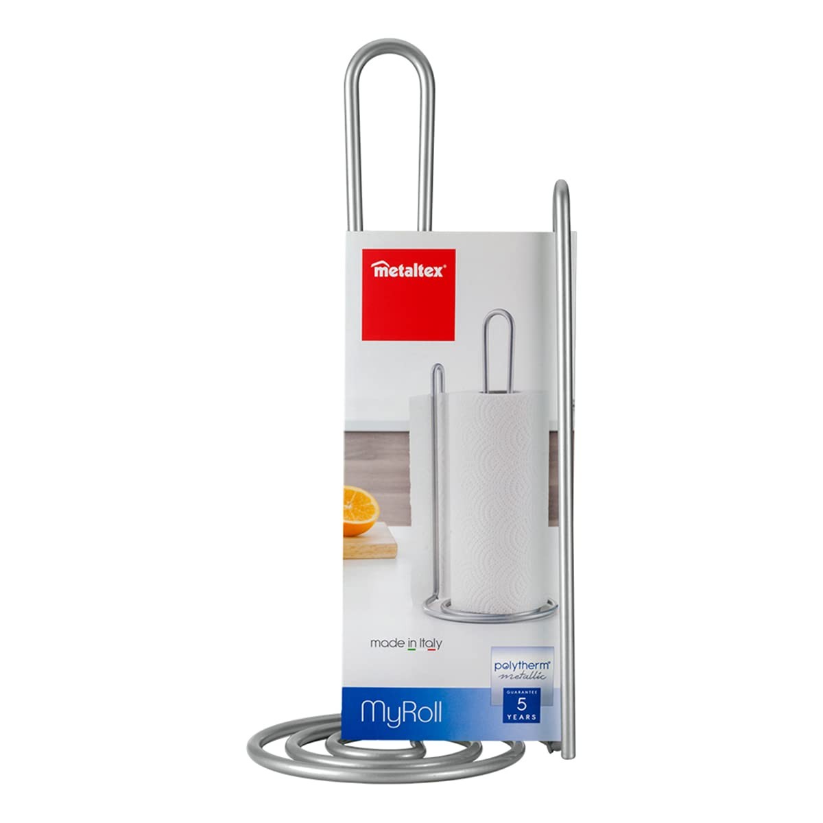 Portarotolo di Carta da Cucina Metaltex My-Roll Spirale Metallo (ø15 x 32 cm)