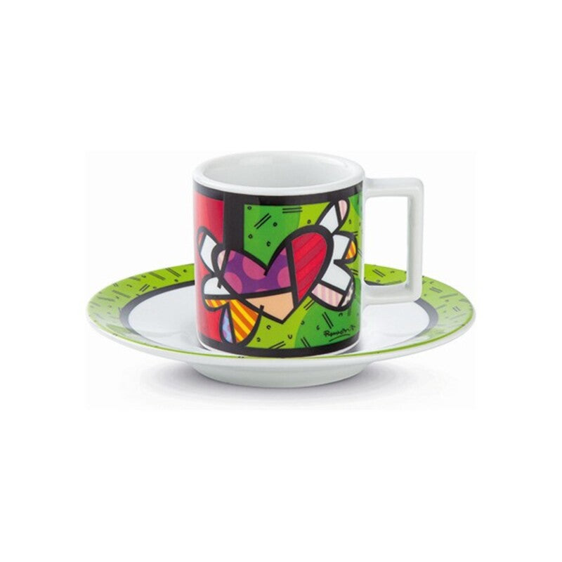 Tazza con Piatto Britto S5001800 Cuore Ceramica Multicolore