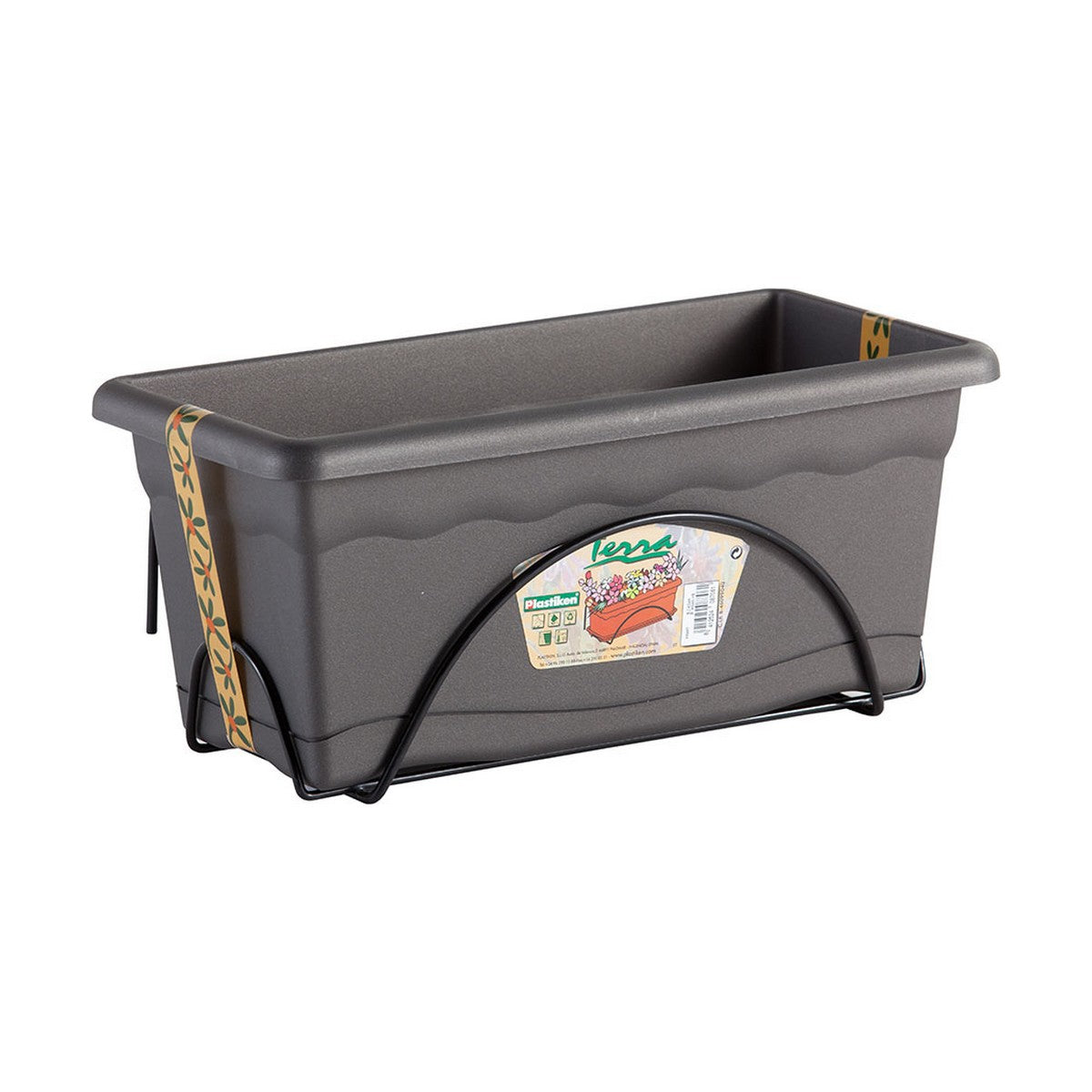 Balconiera con Piatto Plastiken Antracite polipropilene (40 x 24 cm)
