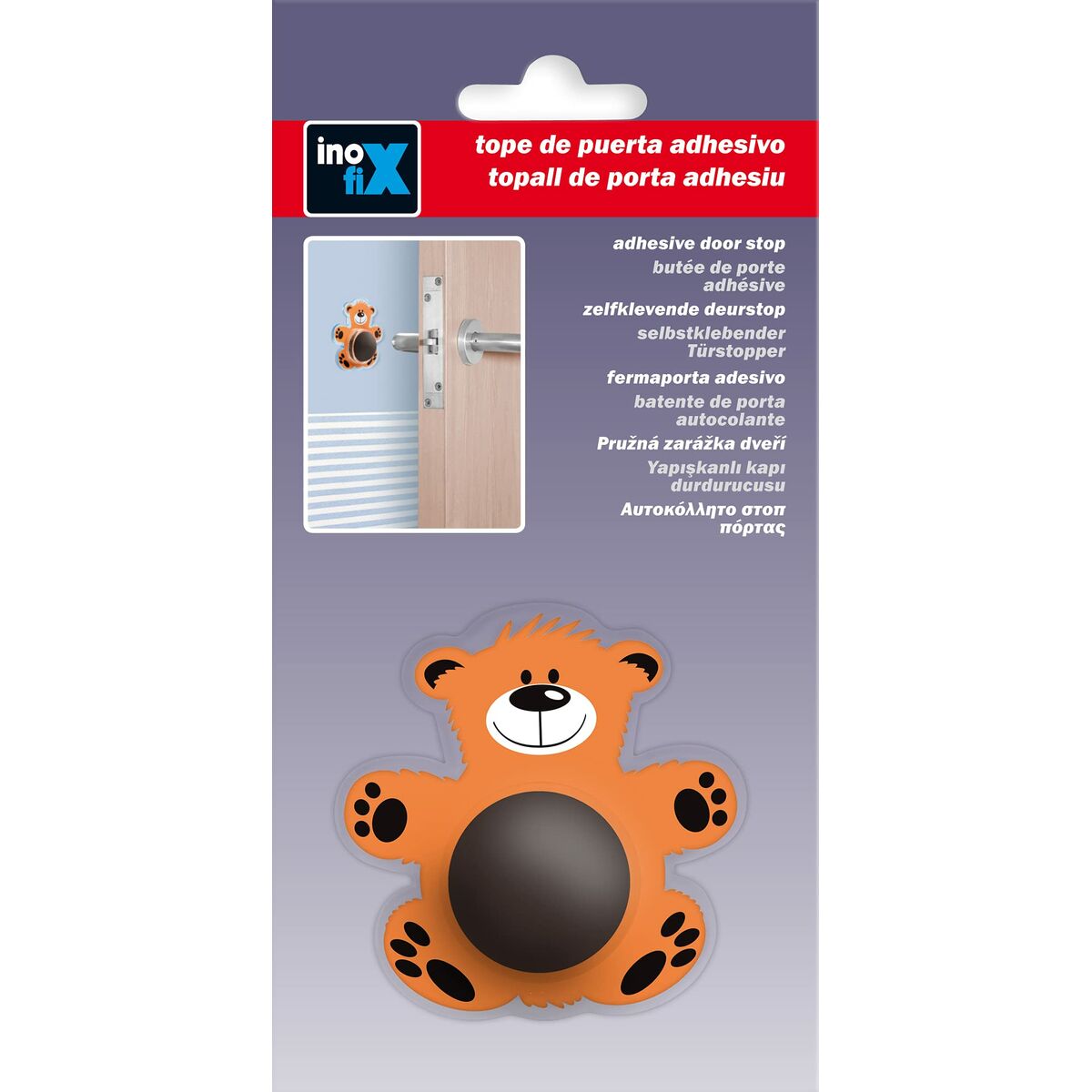 Arresto Inofix Porte Orso Adesivo Arancio PVC
