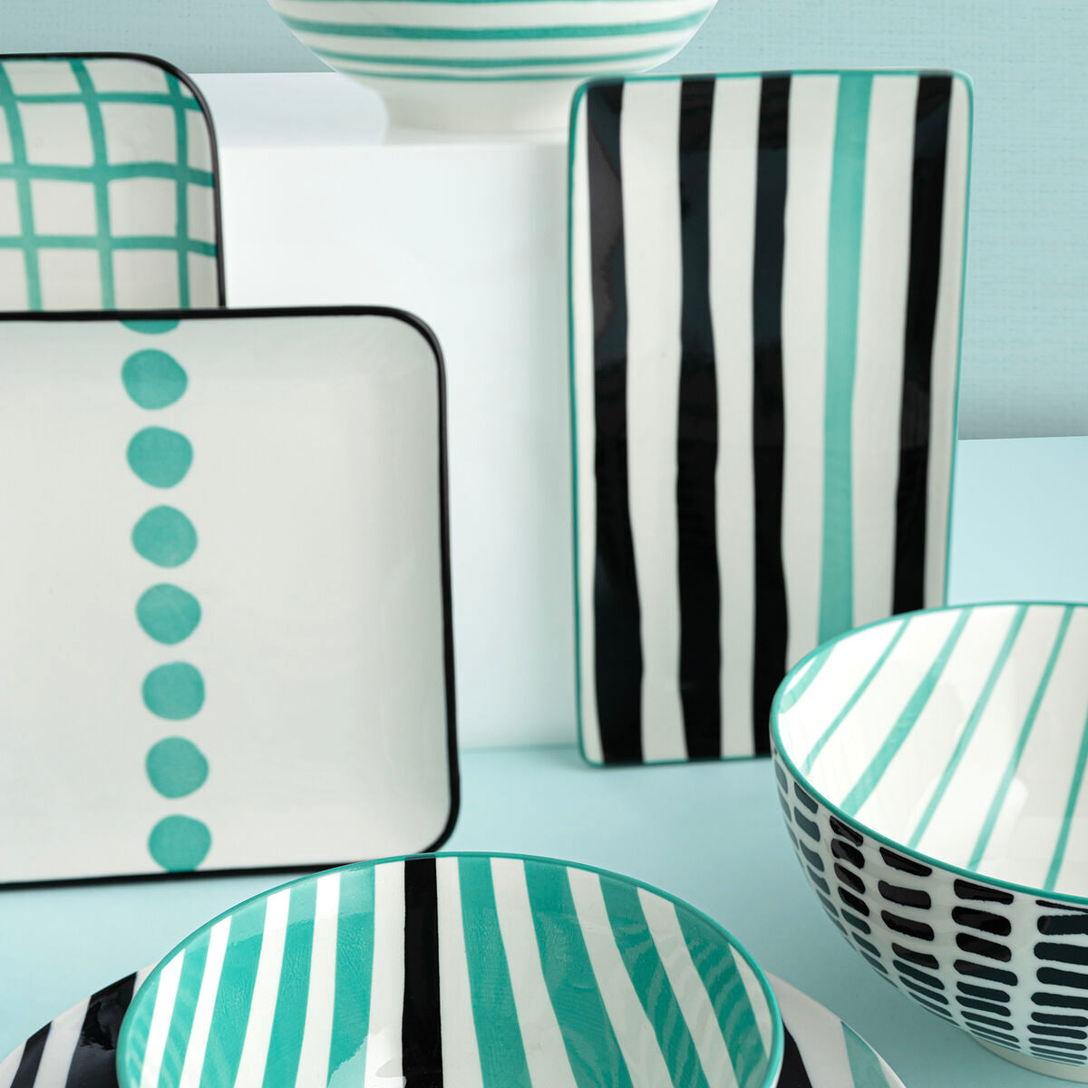 Vassoio per aperitivi Bidasoa Zigzag Multicolore Ceramica 21 x 21 cm (6 Unità)