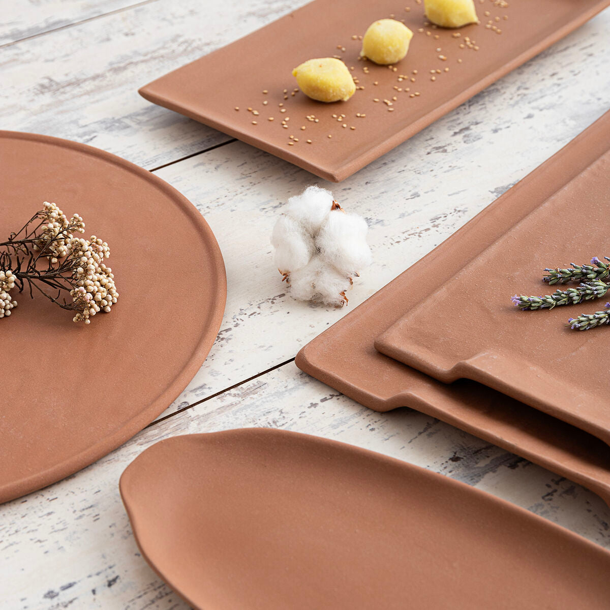 Vassoio per aperitivi Quid Mineral Gres Terracotta Ceramica 30 x 18 cm (6 Unità)