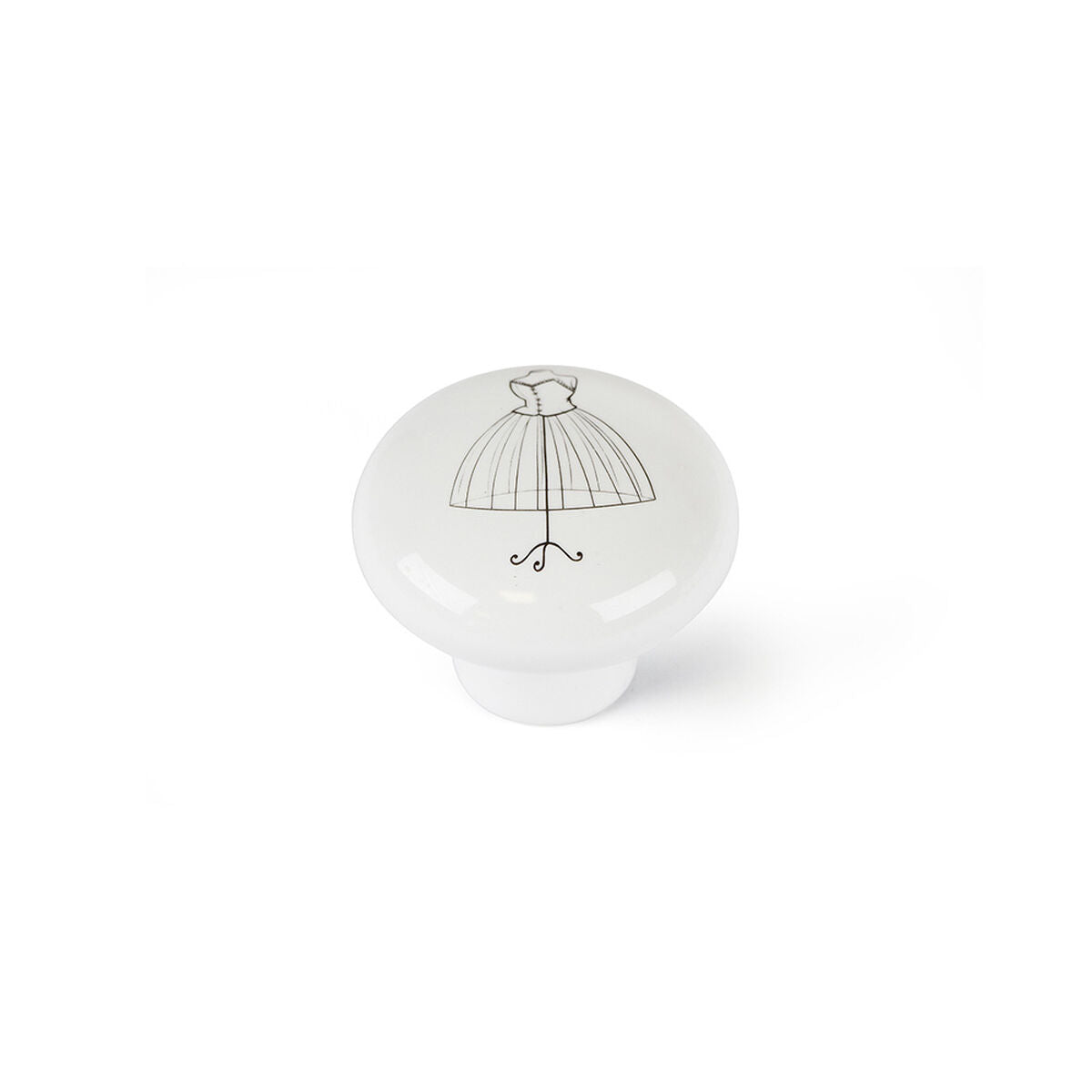 Pomo Rei e817 Rotondo Bianco Porcellana Illustrato 4 Unità (Ø 40 x 32 mm)