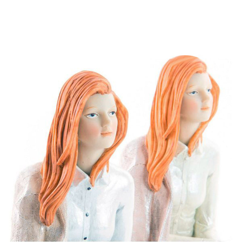 Statua Decorativa DKD Home Decor Donna Resina (2 pezzi) (15 x 18 x 19 cm) (2 pezzi)