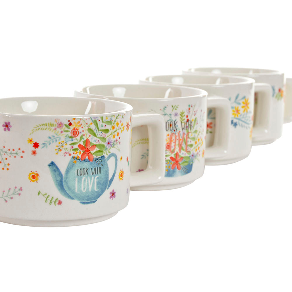 Set di Tazze da Caffè DKD Home Decor Metallo Bambù Dolomite (260 ml) (4 pezzi)