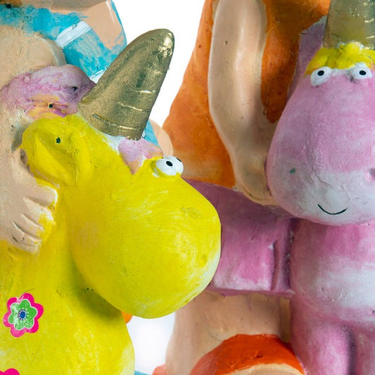 Statua Decorativa DKD Home Decor S3012130 Fibra di Vetro Azzurro Rosa Unicorno Bambini (23 cm) (2 pezzi) (23 x 19 x 40 cm)