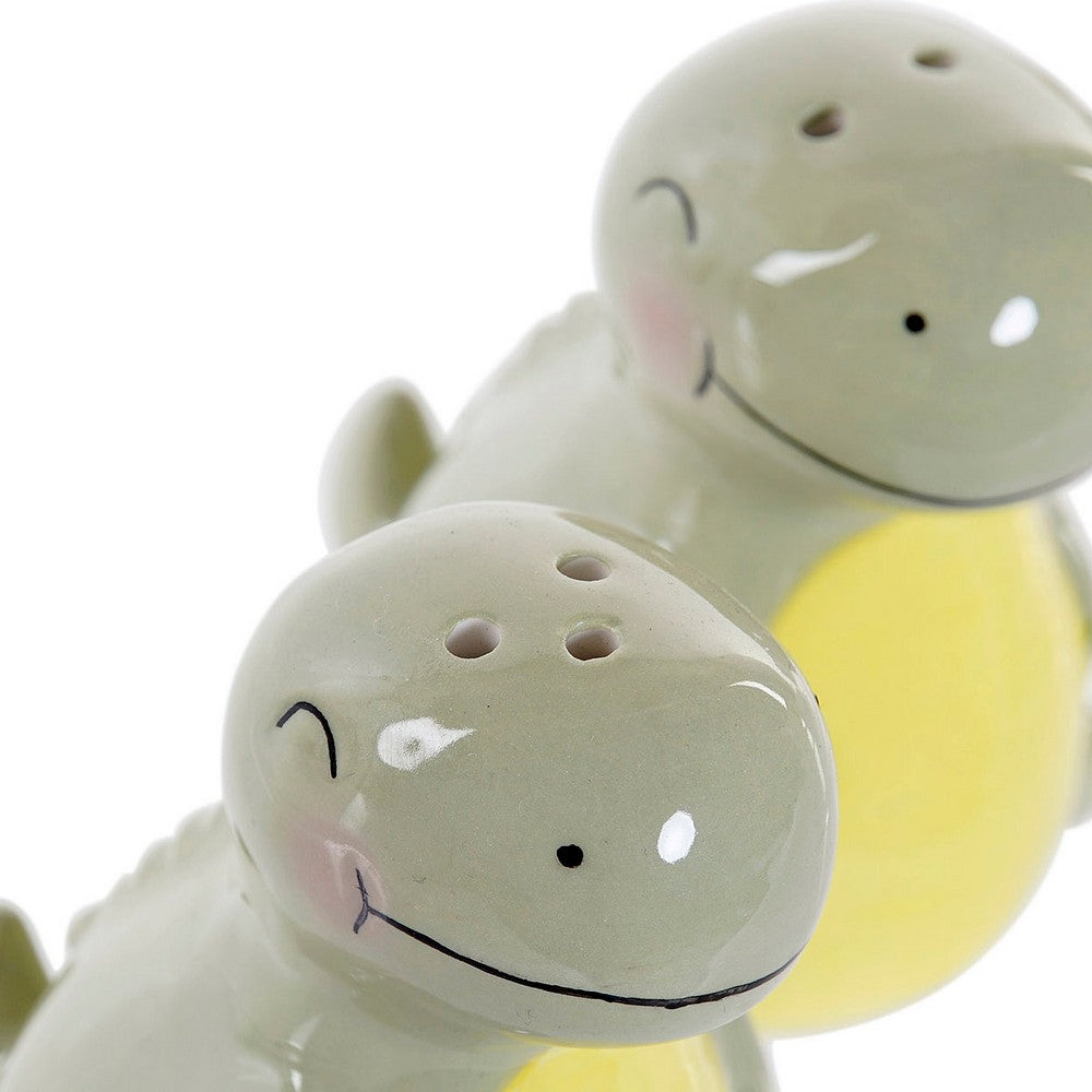 Portasale con Coperchio DKD Home Decor Dinosauro Verde Dolomite (6.6 x 7 x 7.7 cm) (2 pezzi)