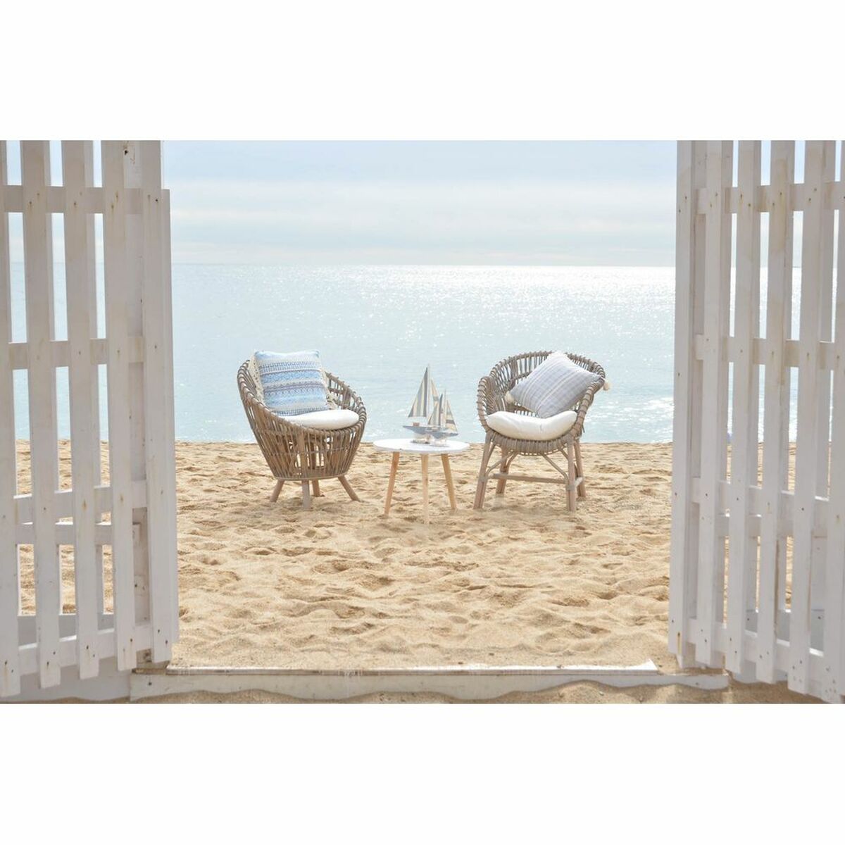 Poltrona DKD Home Decor 8424001750092 Naturale Cotone Bianco Rattan (74 x 67 x 85 cm)