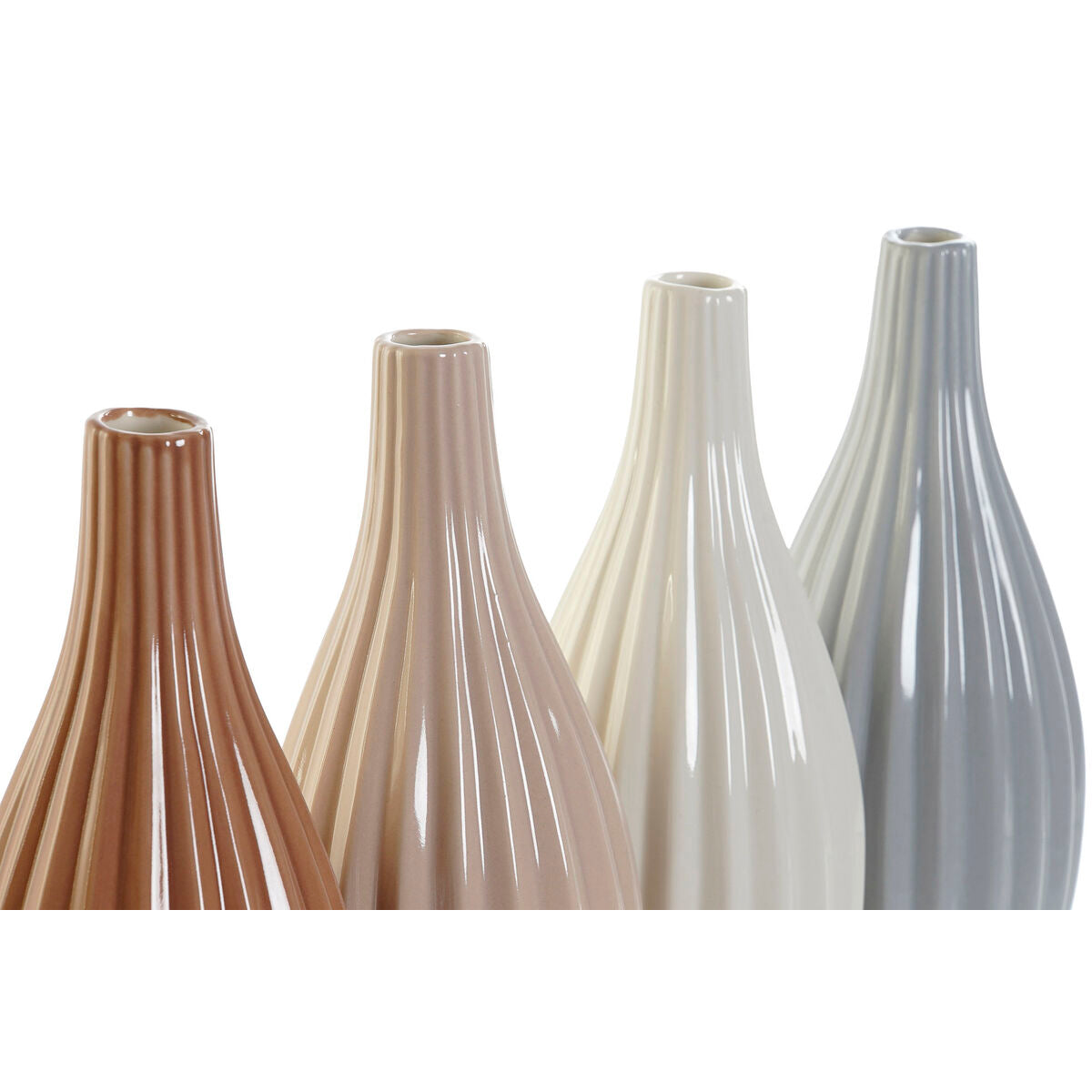 Vaso DKD Home Decor Porcellana Grigio Beige Rosa Bianco (9 x 9 x 21 cm) (4 Unità)