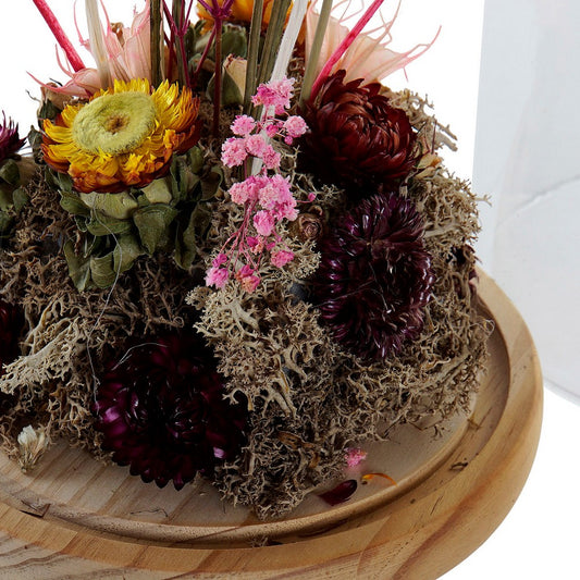 Statua Decorativa DKD Home Decor S3013877 Vetro Naturale Fiori Legno MDF (17 x 17 x 26 cm)