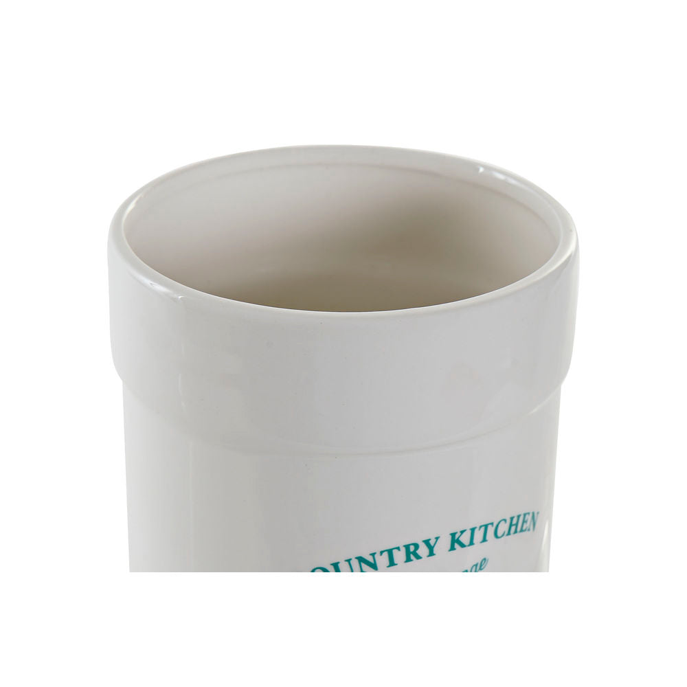 Contenitore per Utensili da Cucina DKD Home Decor Bianco Verde Dolomite (12.5 x 12.5 x 17.5 cm)