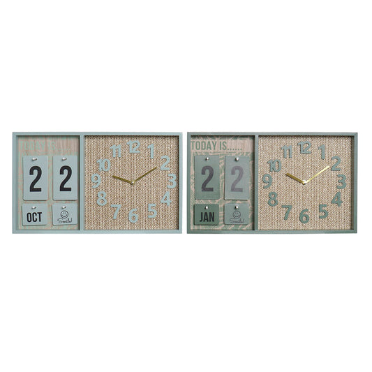 Orologio da Parete DKD Home Decor S3021382 MDF Menta Verde PP polipropilene Legno MDF (40 cm) (2 pezzi) (40 x 5 x 24 cm)