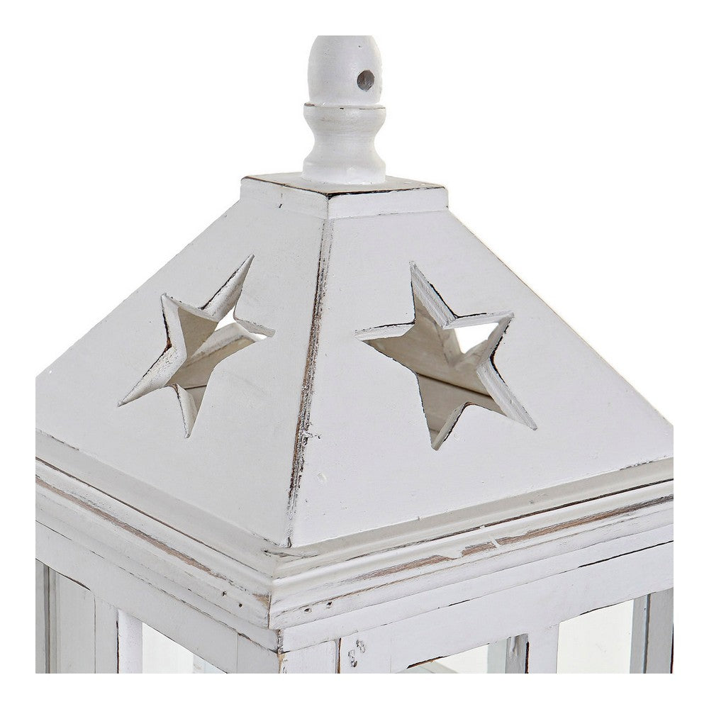 Lanterna DKD Home Decor Bianco Vetro Pino (21 x 21 x 51 cm)