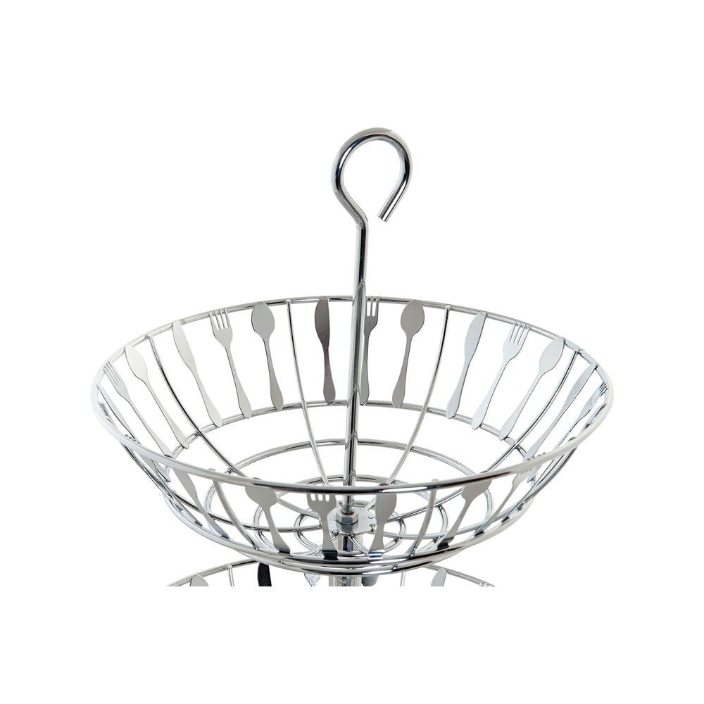 Portafrutta DKD Home Decor Argento Metallo Posate (28 x 28 x 40 cm)