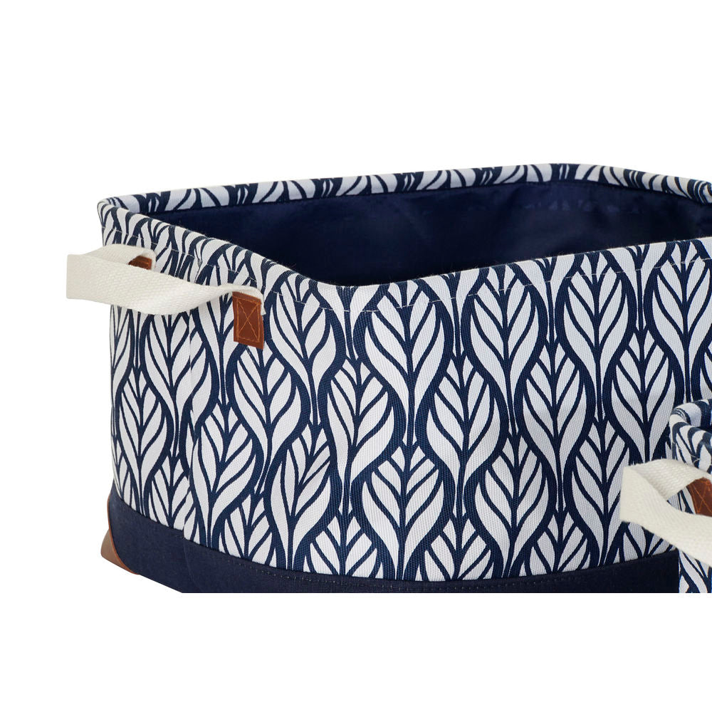 Set di Cestini DKD Home Decor S3018591 Foglio Grigio Marrone Poliestere Bianco Blu Marino Boho Foglia della pianta (40 cm) (40 x