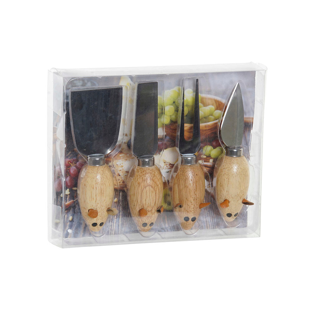 Set di Utensili da Cucina DKD Home Decor Acciaio inossidabile Pino (4 pcs)