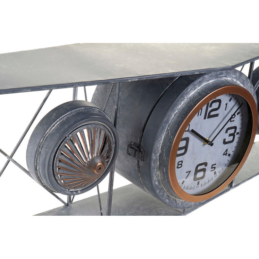 Orologio da Parete DKD Home Decor Vetro Ferro Avion Legno MDF Grigio scuro (120 x 21 x 33.5 cm)