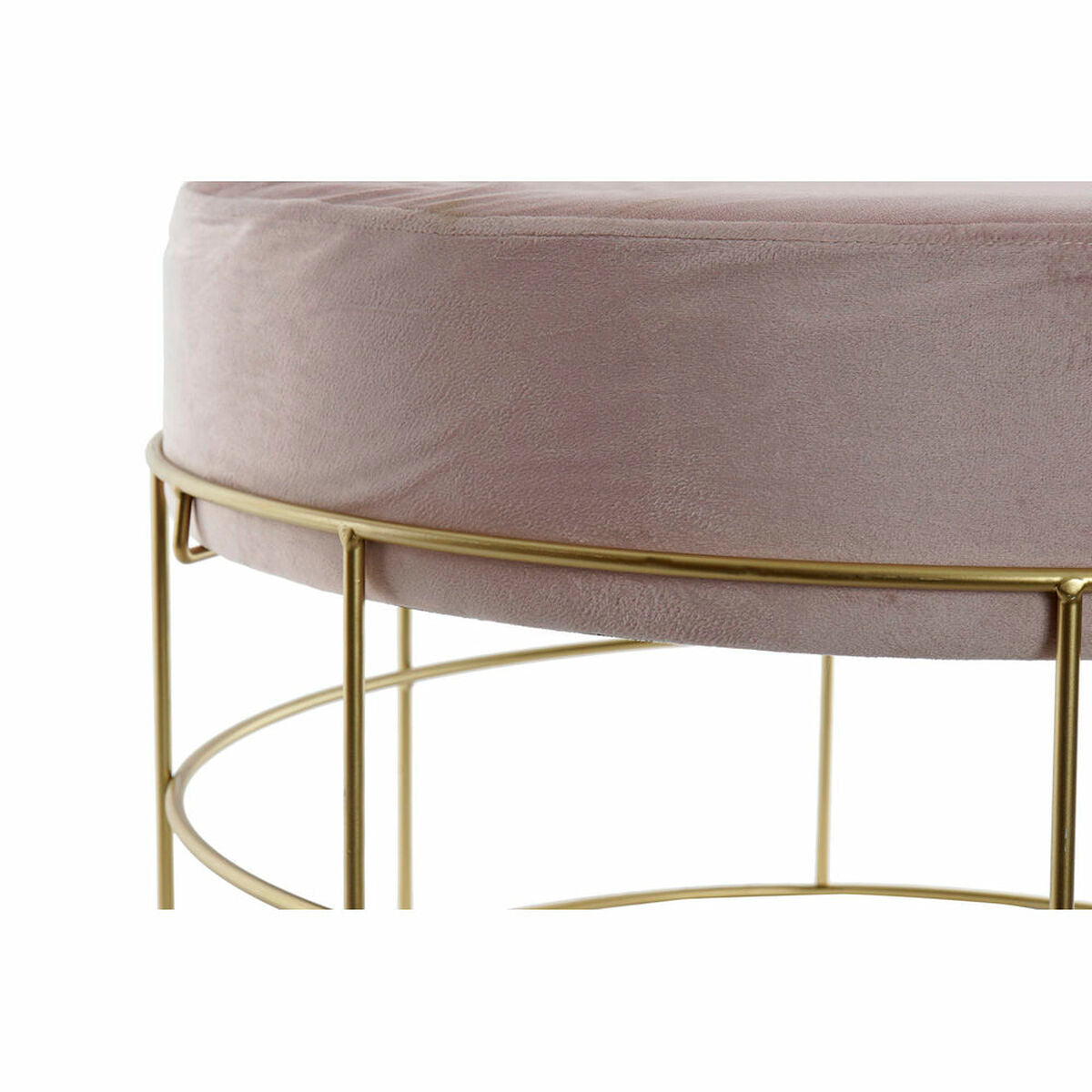 Poggiapiedi DKD Home Decor Dorato Metallo Poliestere Rosa chiaro (60 x 60 x 37.5 cm)