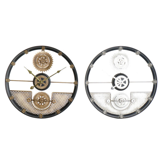 Orologio da Parete DKD Home Decor Argentato Dorato Ferro Ingranaggi (40 x 5.5 x 40 cm) (2 pezzi)