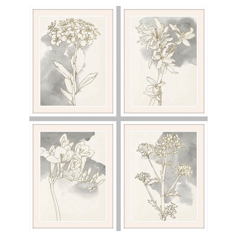 Quadro DKD Home Decor Fiori (55 x 2.5 x 70 cm) (4 pezzi)