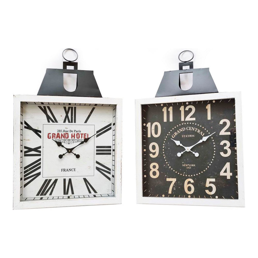 Orologio da Parete DKD Home Decor Nero Bianco Ferro Legno MDF (60 x 6 x 89 cm) (2 pezzi)
