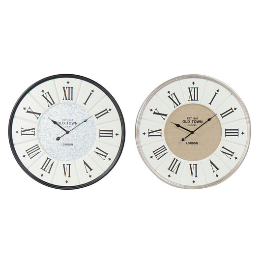 Orologio da Parete DKD Home Decor Grigio Beige Ferro Legno MDF (2 pezzi) (60 x 5 x 60 cm)