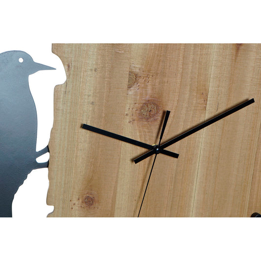 Orologio da Parete DKD Home Decor Nero Bianco Ferro Uccello Legno MDF (50 x 3.5 x 50 cm) (2 pezzi)